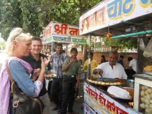 Participants tasting Street Food